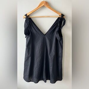 PRIV Black Mitsie Linen Cotton Tie-Strap Dress Size Large